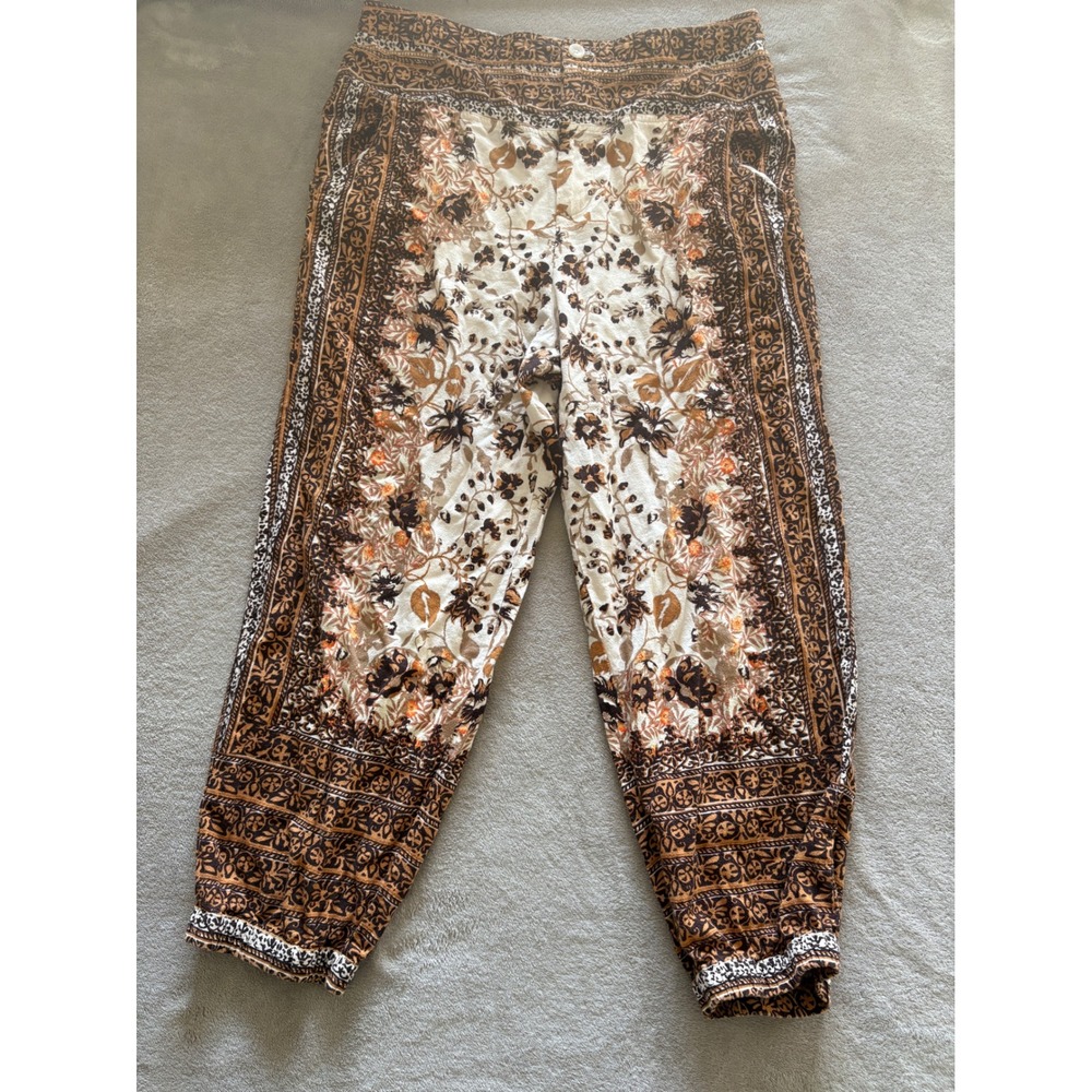 Anthropologie Floral Print Pants Women's US 14‎ Bohemian Boho Elastic Waist